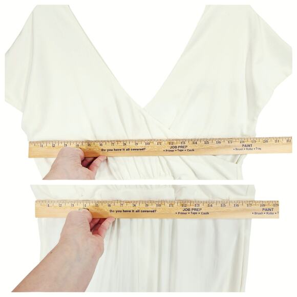 Aday Midi Dress sz S Women Super Swish Ivory Surplice Neck Rope Belt‎ Minimalist - Picture 6 of 15